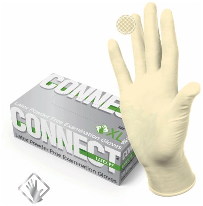 Перчатки CONNECT latex (XS) - латексные, текстурированные (50пар), TOP GLOVE / Малайзия