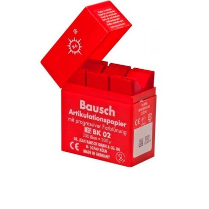 Артикуляционная бумага Bausch BK 02 - прямая, красная (200мкм, 300шт), Bausch / Германия