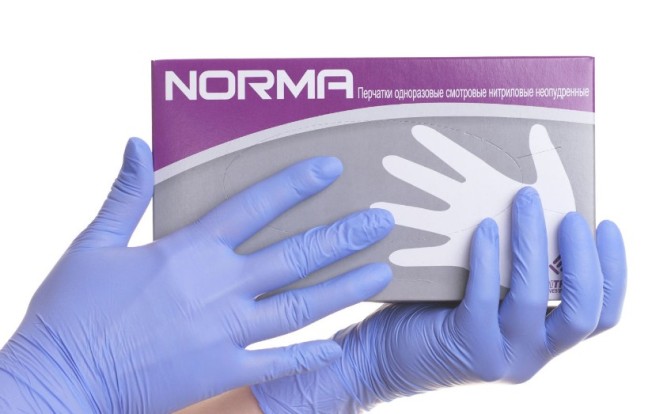 Перчатки NORMA сиреневый (S) - нитриловые, текстурированные (50пар), NORMA / Таиланд